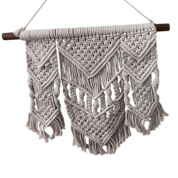 VNTG Macrame Wall Hanging Boho Hippie Groovy Handmade Textile Art 1970's Era - Picture 1 of 9